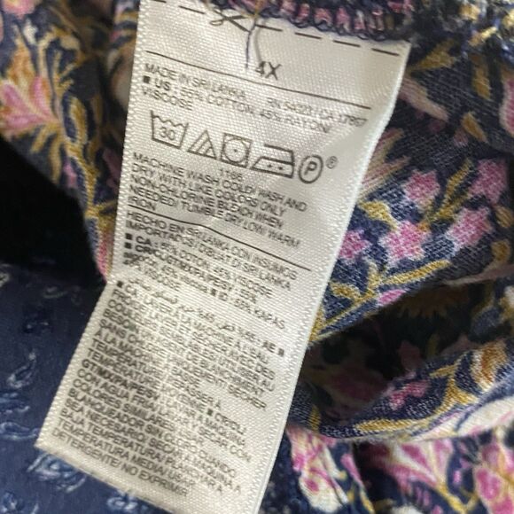 Old Navy Babydoll Top Women's Plus 4x Multi Floral Smocked Back Peasant Romantic - Picture 9 of 10